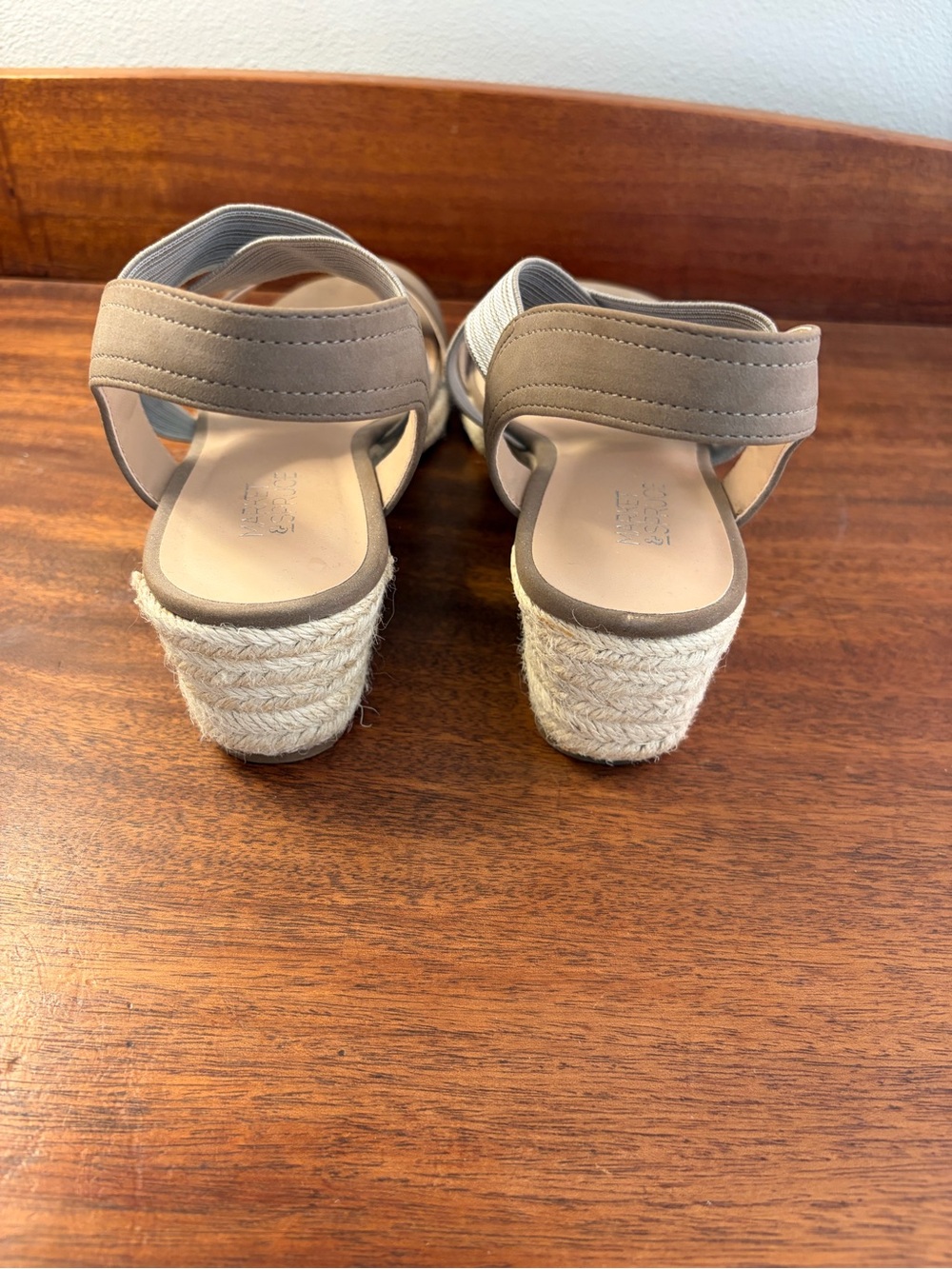 Market & Spruce Celeste Wedge Sandals Women's Size 9 Taupe Strappy Espadrille - Picture 4 of 8